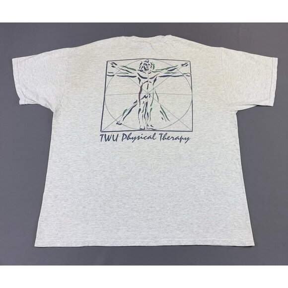 Rare Vintage 90s Texas Womens University Physical Therapy Art Da Vinci Gray Tee - Picture 1 of 13